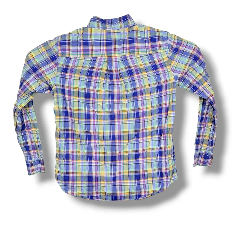 Ralph Lauren Button Down Shirt Boys L 14-16 Multicolor Madras Plaid Prep Pony